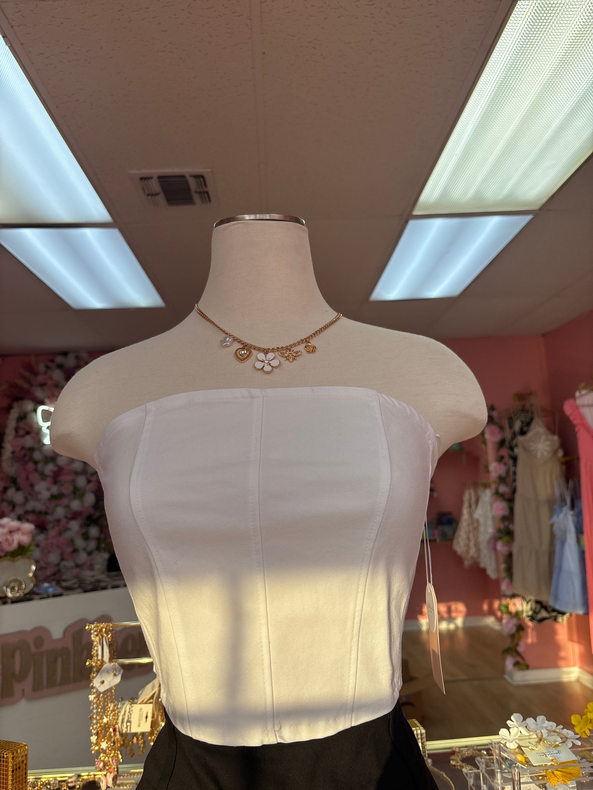 White tube top w zipper