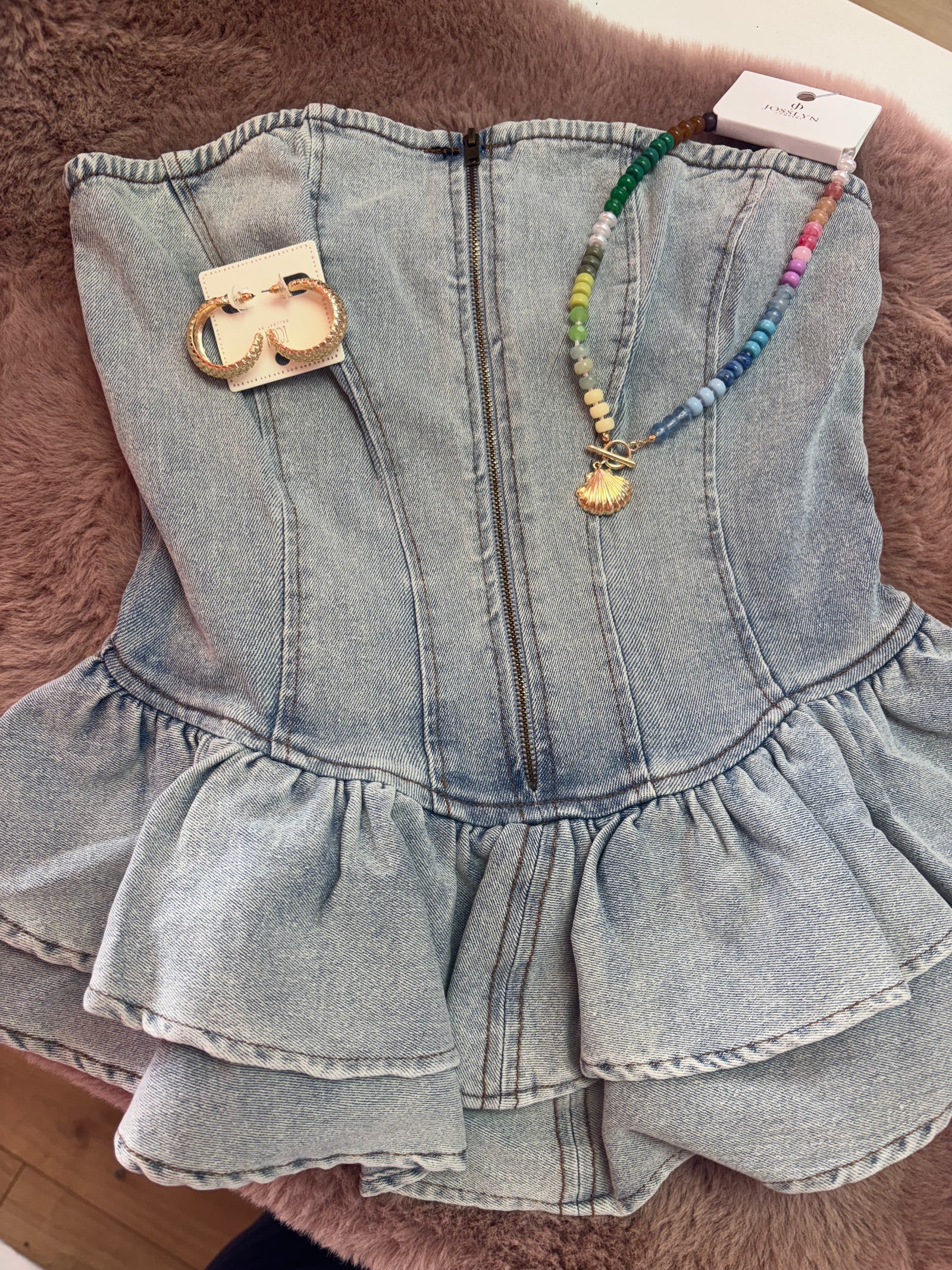 Denim ruffle top